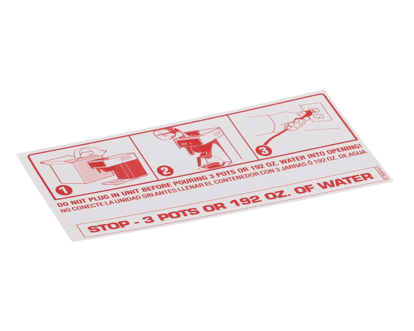 Wilbur Curtis 3375000758 Label, Stop Do Not Plug In Caf (WCWC-38209) Each