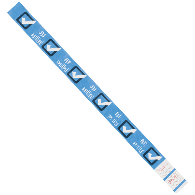 3/4 x 10" Blue "Age Verified" Tyvek® Wristbands (WR102BE) Case Of 500