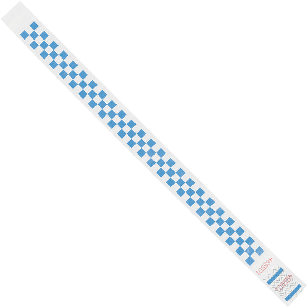 3/4 x 10" Blue Checkerboard Tyvek® Wristbands, Case Of 500 Case Of 500