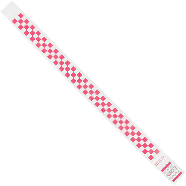 3/4 x 10" Pink Checkerboard Tyvek® Wristbands, Case Of 500 Case Of 500