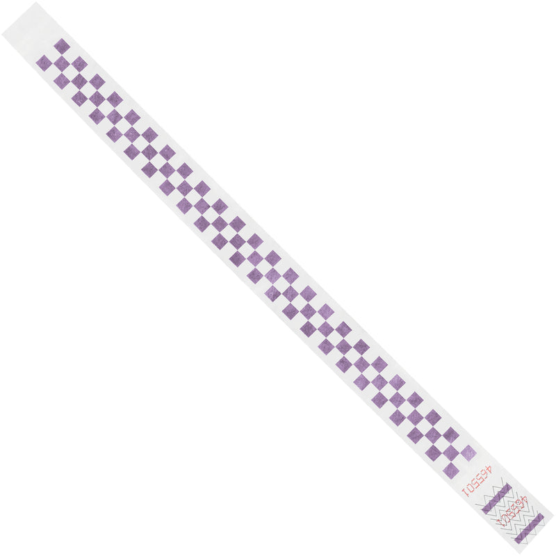 3/4 x 10" Purple Checkerboard Tyvek® Wristbands, Case Of 500 Case Of 500