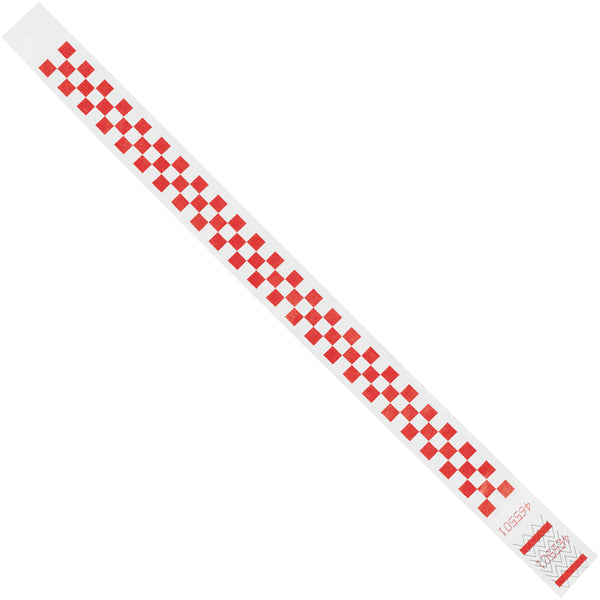 3/4 x 10" Red Checkerboard Tyvek® Wristbands, Case Of 500 Case Of 500