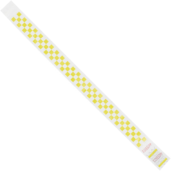 3/4 x 10" Yellow Checkerboard Tyvek® Wristbands, Case Of 500 Case Of 500