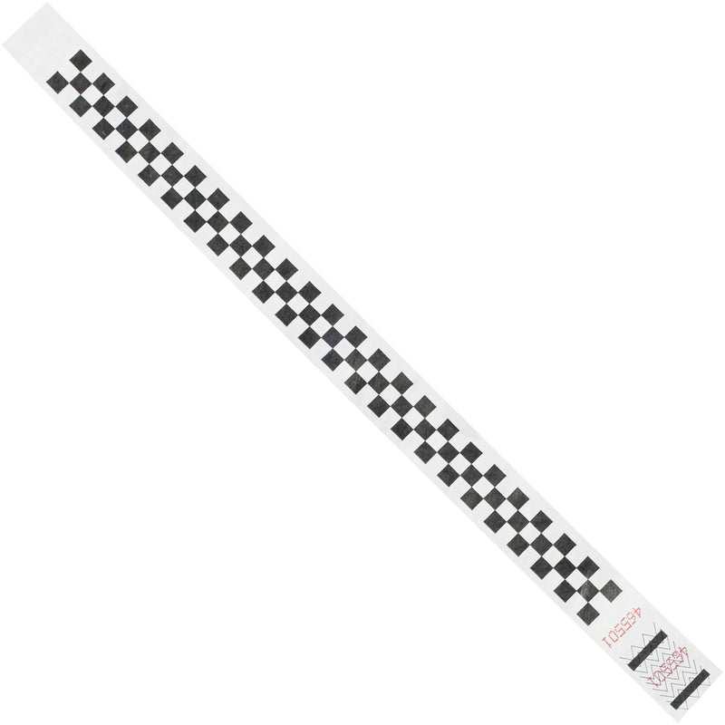 3/4 x 10" Black Checkerboard Tyvek® Wristbands, Case Of 500 Case Of 500