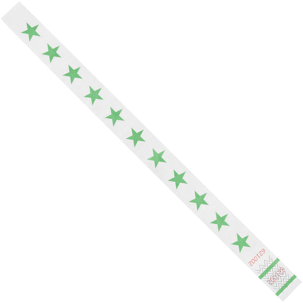 3/4 x 10" Green Stars Tyvek® Wristbands, Case Of 500 Case Of 500