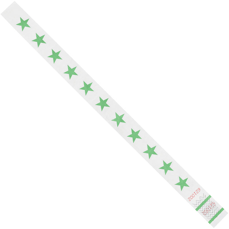 3/4 x 10" Green Stars Tyvek® Wristbands (WR104GN) Case Of 500