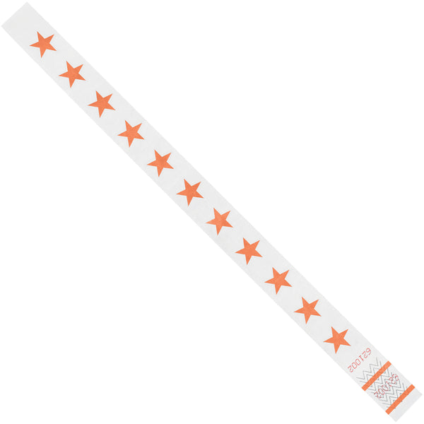 3/4 x 10" Orange Stars Tyvek® Wristbands, Case Of 500 Case Of 500