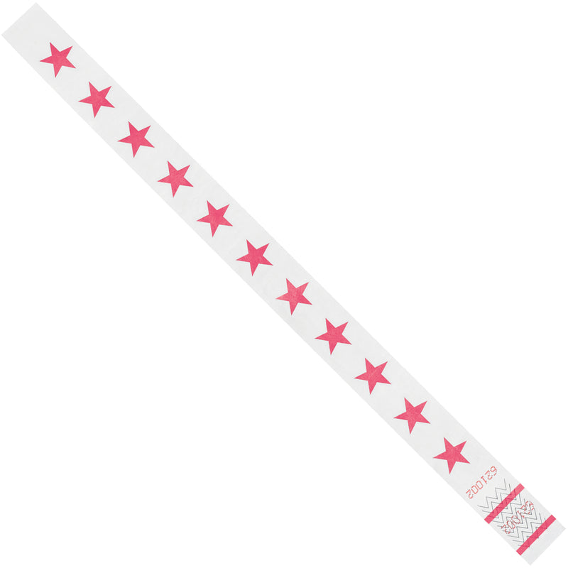 3/4 x 10" Pink Stars Tyvek® Wristbands, Case Of 500 Case Of 500