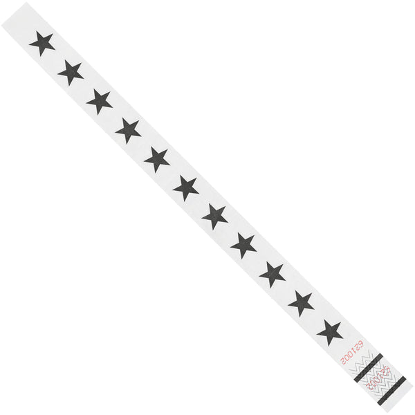 3/4 x 10" White Stars Tyvek® Wristbands, Case Of 500 Case Of 500