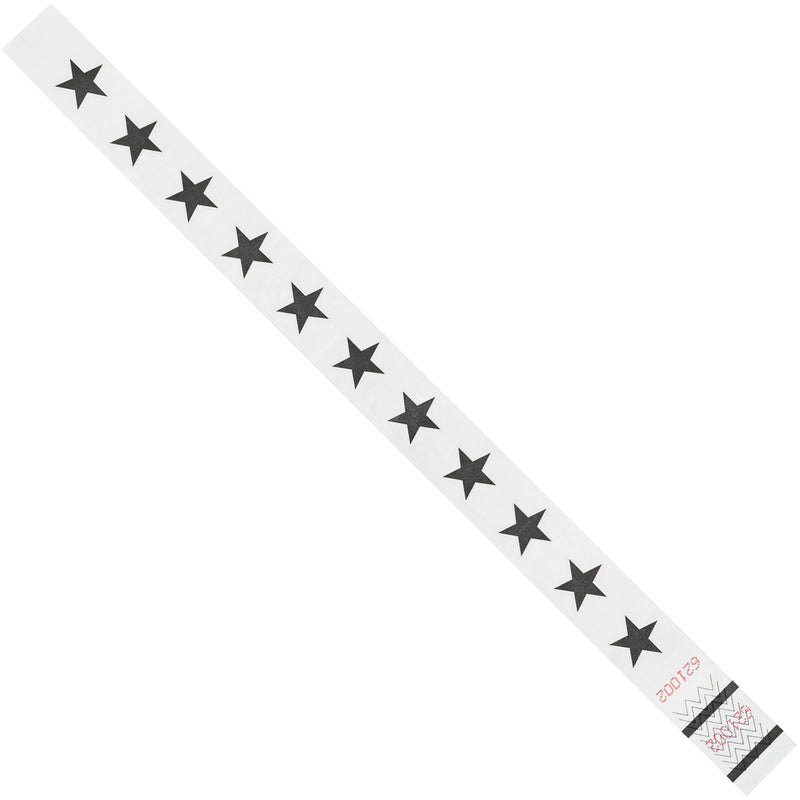 3/4 x 10" White Stars Tyvek® Wristbands (WR104WH) Case Of 500