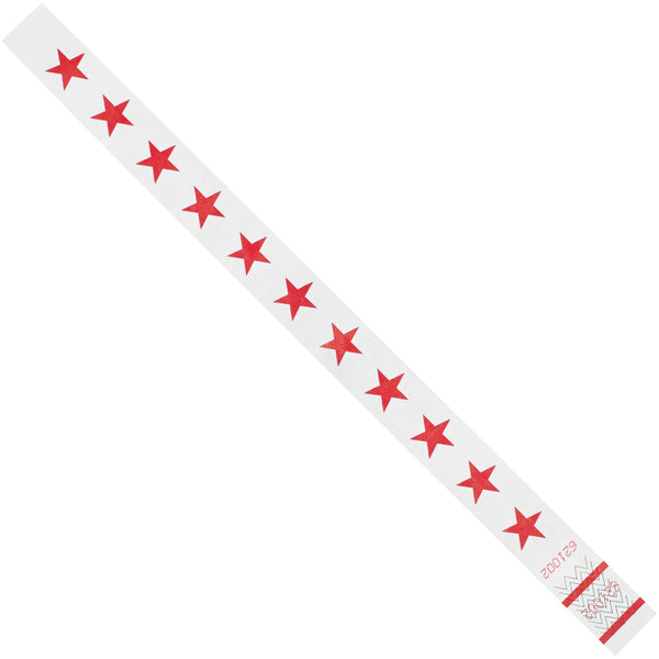 3/4 x 10" Red Stars Tyvek® Wristbands, Case Of 500 Case Of 500