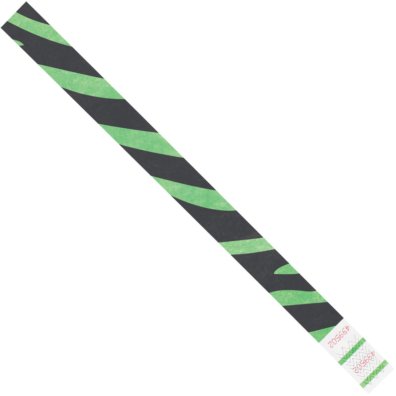 3/4 x 10" Green Zebra Stripe Tyvek® Wristbands (WR108GN) Case Of 500