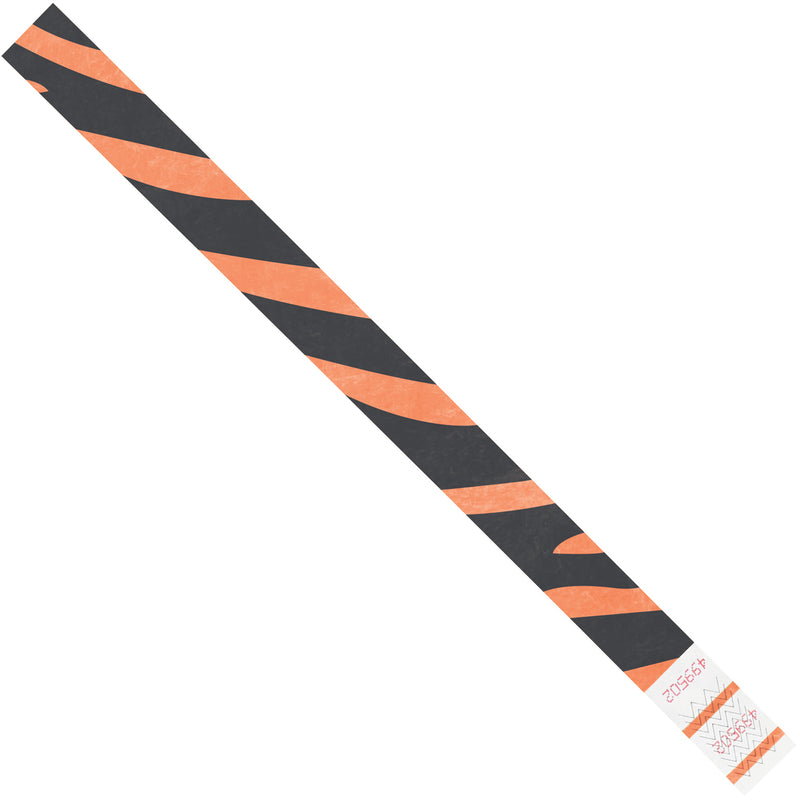 3/4 x 10" Orange Zebra Stripe Tyvek® Wristbands, Case Of 500 Case Of 500