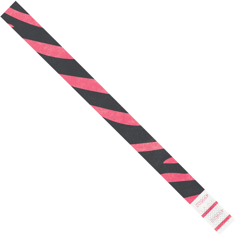 3/4 x 10" Pink Zebra Stripe Tyvek® Wristbands, Case Of 500 Case Of 500