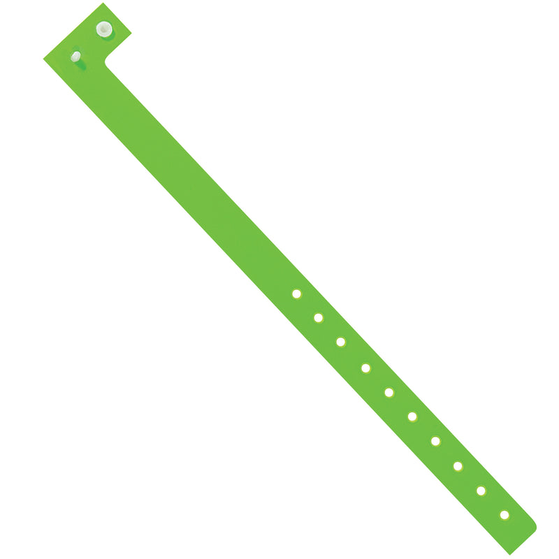 3/4" x 10" Day-Glo Green Plastic Wristbands, Case Of 500 Case Of 500