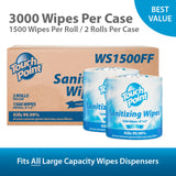 Touch Point® Hand Sanitizing Wipes Large Roll, 1500 Wipes (8"x6") (PNPWS1500FF) Pack of 1500