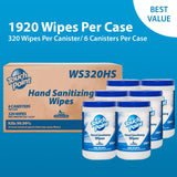 Touch Point® Touch Point® Hand Sanitizing Wipes Canister, 6.7"x6.75", 320/Canister (HOSPNPWS320HS) 1 Roll