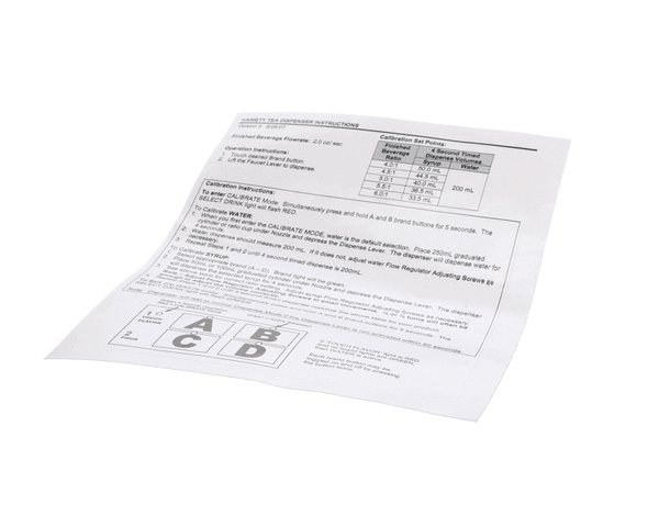 Wunder-Bar Rt-120 Label - Ratio And Flow Rate (WUBRRT-120) Each
