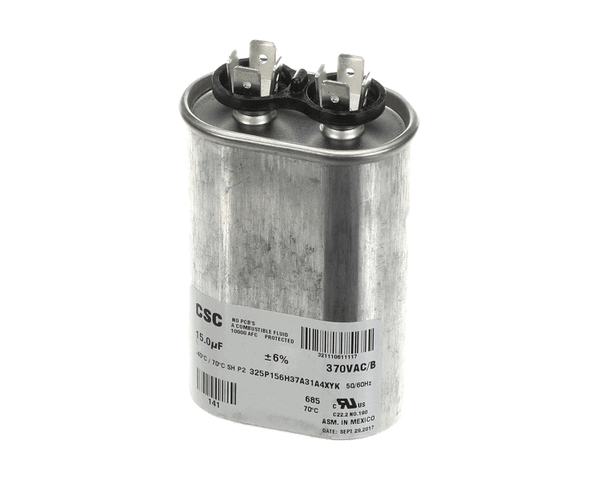 York S1-02425900000 Single Run Capacitor, 15Mfd,370V,Oval (YORKS1-02425900000) Each