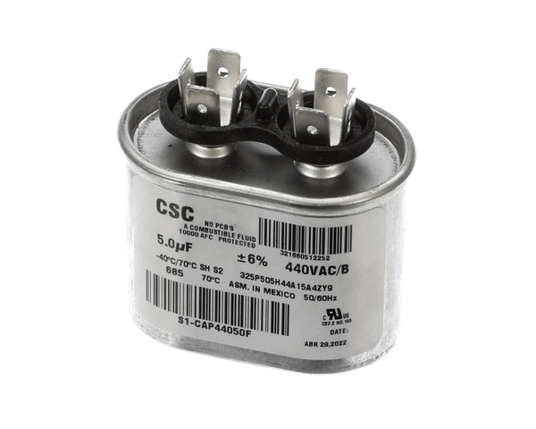 York S1-Cap44050F Capacitor,Run Single,5Mfd,440V,Flat (YORKS1-CAP44050F) Each