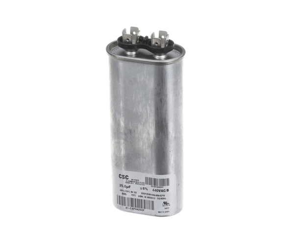York S1-Cap44250F Capacitor,Run Single,25Mfd,440V,Flat (YORKS1-CAP44250F) Each