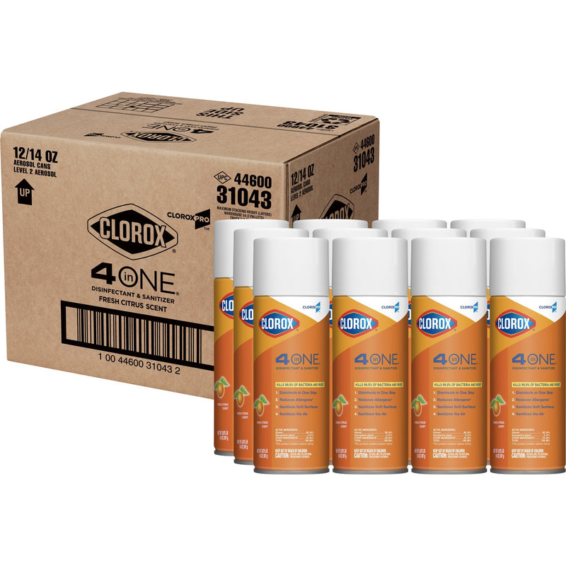 CloroxPro™ Clorox® 4 in One Surface Disinfectant / Sanitizer Alcohol Based Aerosol Spray Liquid 14 oz. Can Citrus Scent NonSterile (924558_BT) 1/BT