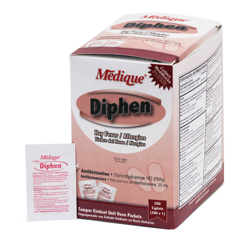 Diphen Allergy Relief 25 mg Strength Tablet 200 per Box (406725_BX) 200/BX