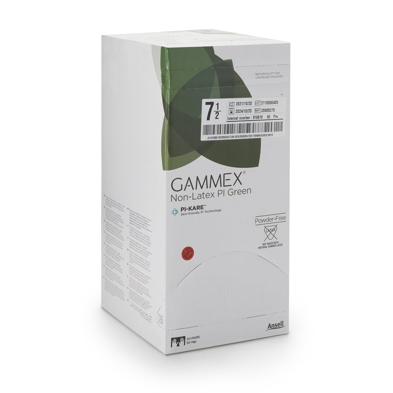 GAMMEX® Non-Latex PI Green Surgical Glove Size 7.5 Sterile Polyisoprene Standard Cuff Length Micro-Textured Light Green Chemo Tested (648144_CS) 200/CS