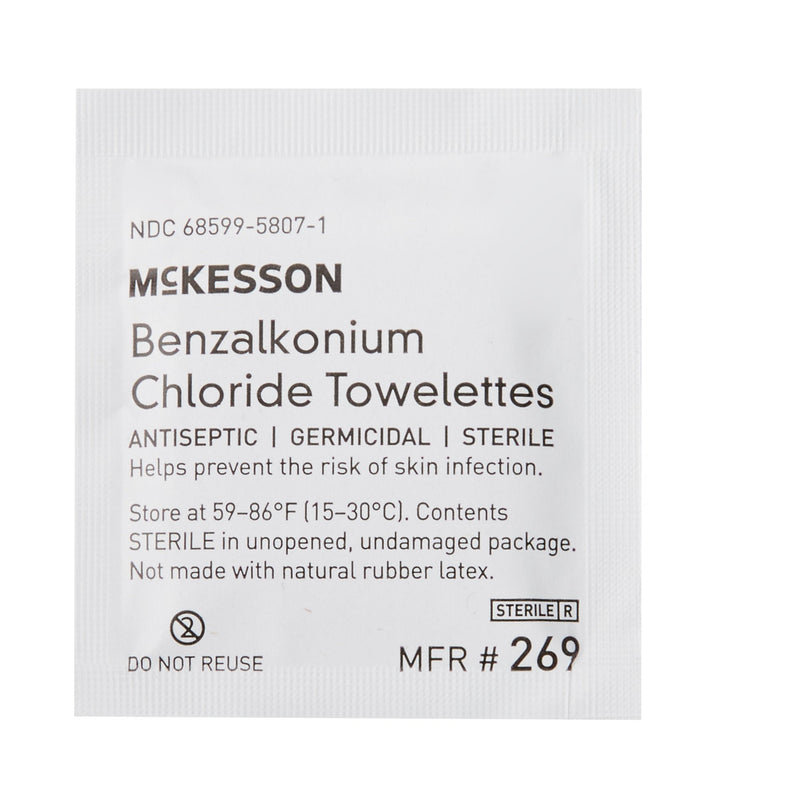 McKesson Antiseptic Skin Towelette Individual Packet Unscented 100 Count (865276_CS) 1000/CS