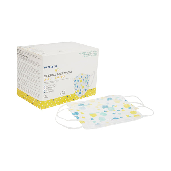 McKesson Procedure Mask ASTM Level 1 Earloops Child Size (1162227_CS) 750/CS