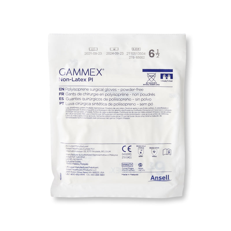 GAMMEX® Non-Latex PI Surgical Glove Size 6.5 Sterile Polyisoprene Standard Cuff Length Micro-Textured White Chemo Tested (765477_BX) 50/BX