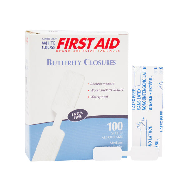 First Aid Brand Skin Closure Strip 3/8 X 1-13/16 Inch Nonwoven Material Butterfly Closure White (239054_CS) 1200/CS