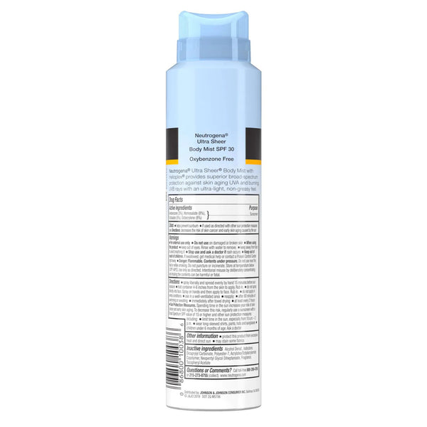 Neutrogena®Ultra Sheer® Body Mist Sunscreen SPF 30 Liquid 5 oz. Can (1193261_EA) 1/EA