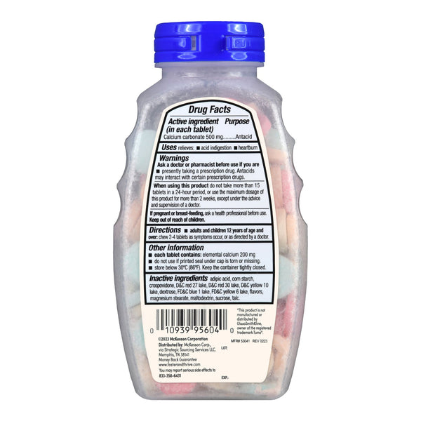 Foster & Thrive™ Antacid 500 mg Strength Chewable Tablet 150 Per Bottle (1235100_BT) 1/BT