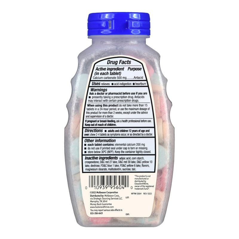 Foster & Thrive™ Antacid 500 mg Strength Chewable Tablet 150 Per Bottle (1235100_BT) 1/BT