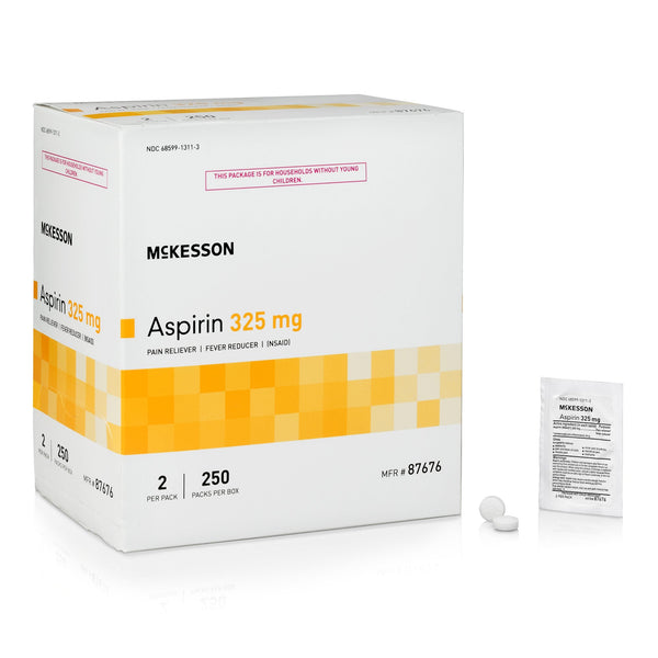McKesson Pain Relief 325 mg Strength Aspirin Tablet 250 per Box (1111741_CS) 3000/CS