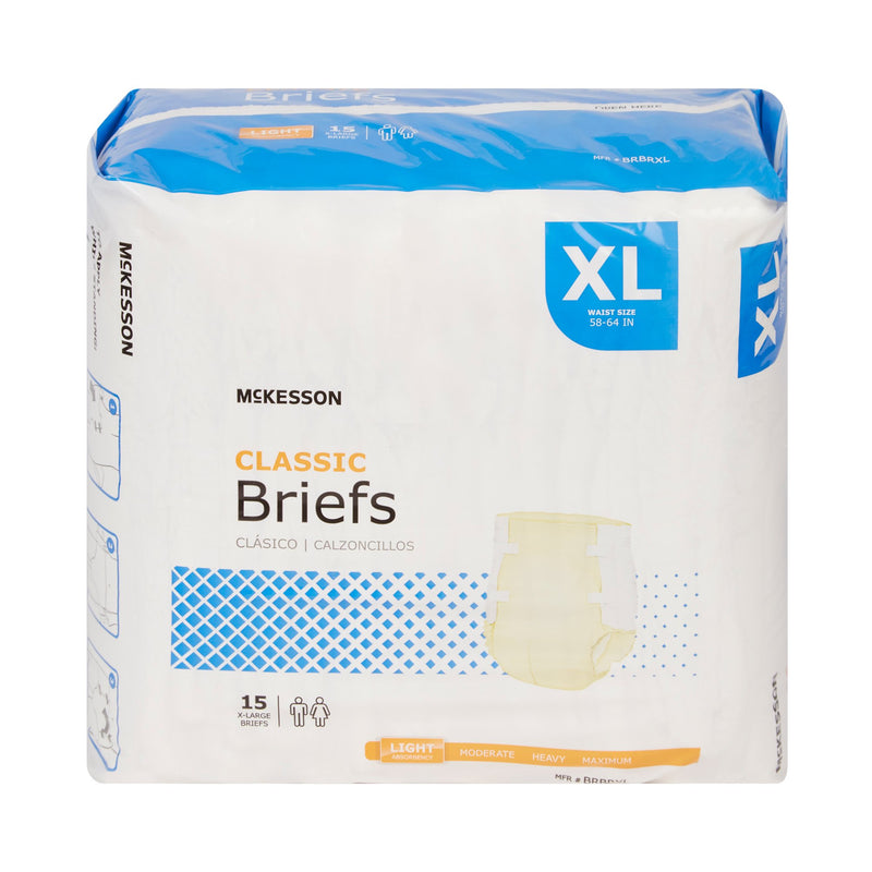 McKesson Classic Unisex Adult Incontinence Brief X-Large Disposable Light Absorbency (973141_BG) 15/BG