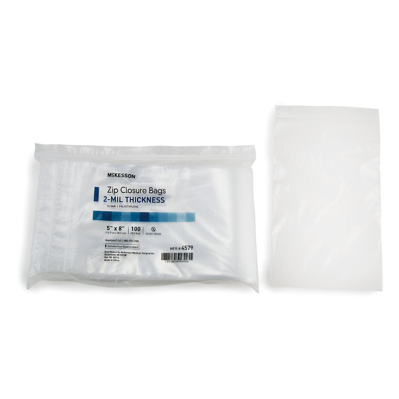 McKesson Reclosable Bag 5 X 8 Inch Polyethylene Clear Zipper Closure (1057373_PK) 1/PK