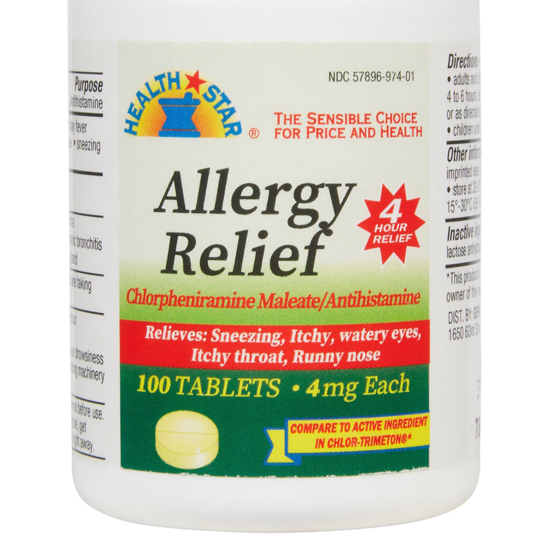McKesson Brand Allergy Relief 4 mg Strength Tablet 100 per Bottle (880391_CS) 1200/CS