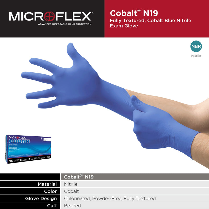 MICROFLEX® Cobalt® Exam Glove Medium NonSterile Nitrile Standard Cuff Length Fully Textured Blue Not Rated (889900_CS) 1000/CS