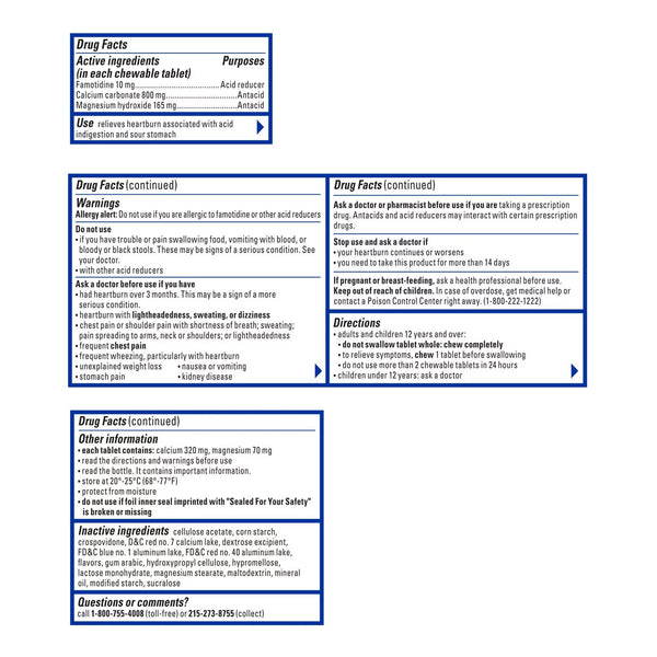 Pepcid® Complete Antacid 800 mg - 165 mg - 10 mg Strength Chewable Tablet 25 per Bottle (1228794_BT) 1/BT