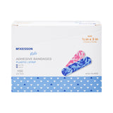 McKesson Kids™ Adhesive Strip 3/4 X 3 Inch Plastic Rectangle Kid Design (Blue / Pink Camo) Sterile (1055593_BX) 100/BX