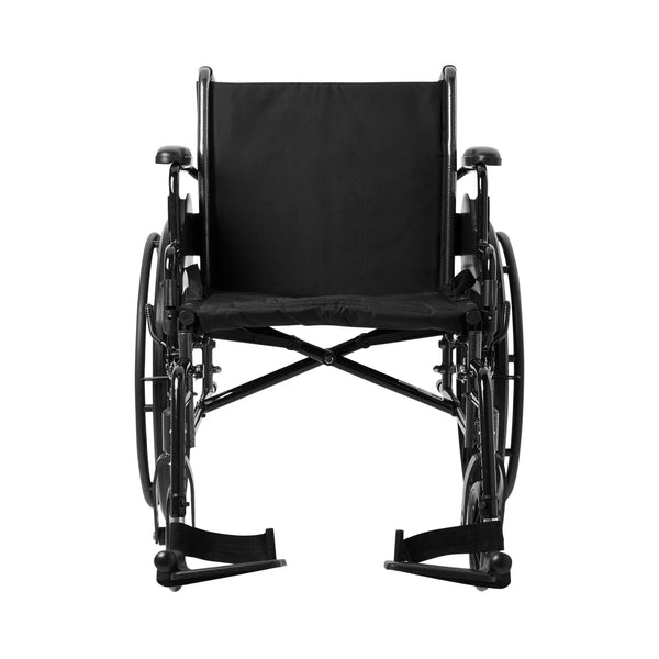 McKesson Lightweight Wheelchair Dual Axle Desk Length Arm Swing-Away Footrest Black Upholstery 20 Inch Seat Width Adult 300 lbs. Weight Capacity (1065286_EA) 1/EA