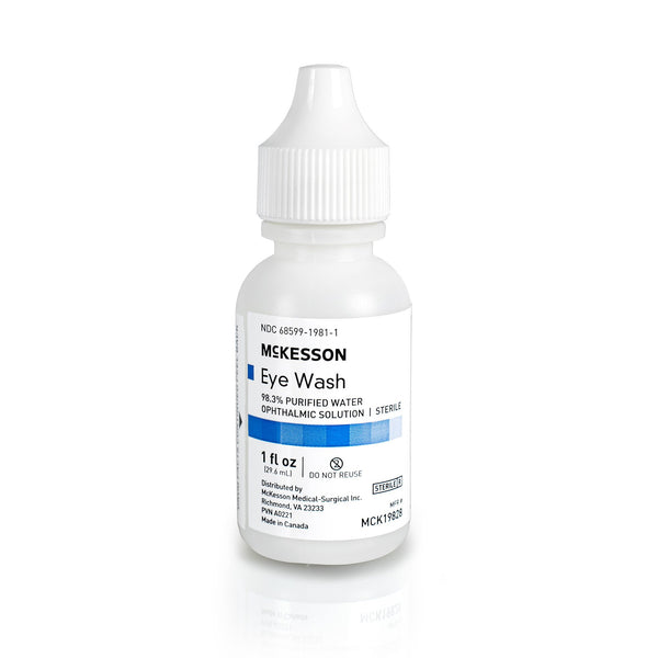 McKesson Eyewash Solution Active ingredient: 98.3% Purified Water Inactive ingredients: boric acid, sodium borate, sodium chloride 1 oz. Squeeze Bottle (1188884_CS) 144/CS