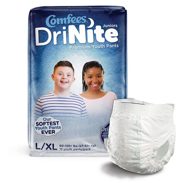 Comfees® DriNite® Juniors Unisex Youth Absorbent Underwear Pull On with Tear Away Seams Large / X-Large Disposable Heavy Absorbency (1150966_BG) 13/BG