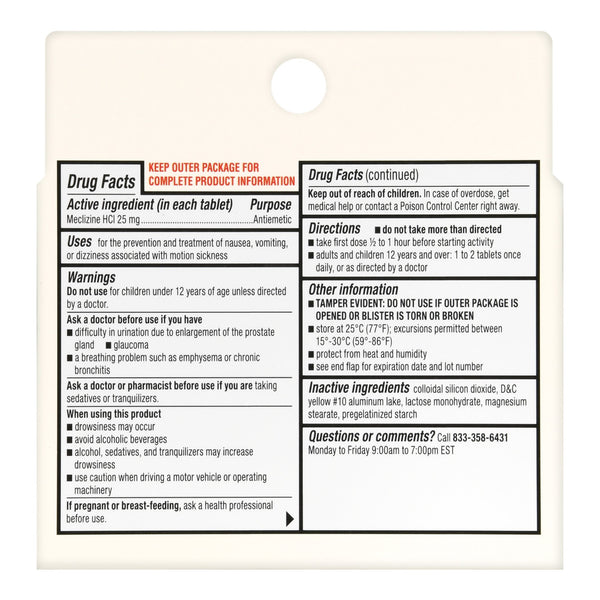 Foster & Thrive™ Nausea Relief 25 mg Strength Tablet 8 per Box (1235098_BX) 1/BX