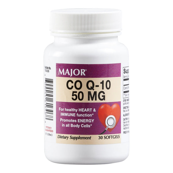 Major® Dietary Supplement Coenzyme Q-10 50 mg Strength Softgel 30 per Bottle Unflavored (1091547_BT) 1/BT
