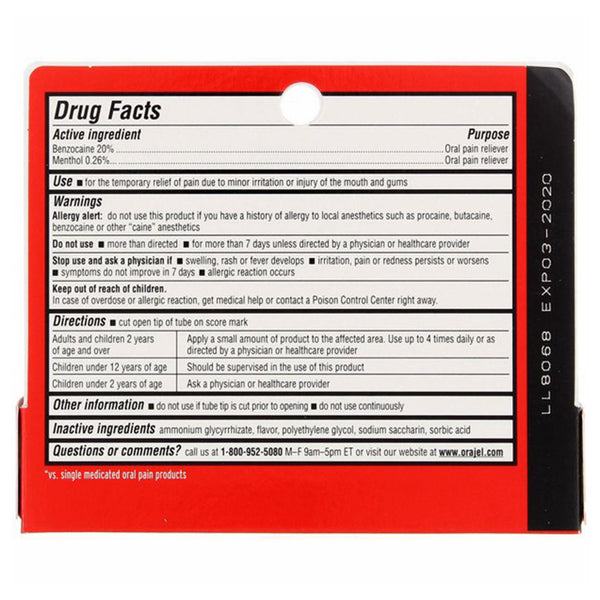 Orajel® Oral Pain Relief 20% Strength Benzocaine Oral Gel 0.42 oz. (479537_EA) 1/EA