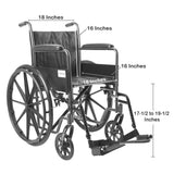 McKesson Wheelchair Dual Axle Full Length Arm Swing-Away Footrest Black Upholstery 18 Inch Seat Width Adult 300 lbs. Weight Capacity (1065274_EA) 1/EA