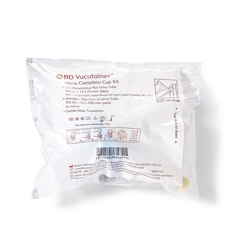 BD Vacutainer® Urine Specimen Collection Kit 4 mL / 8 mL Plastic Collection Cup / Collection Tube Sterile (492908_CS) 50/CS